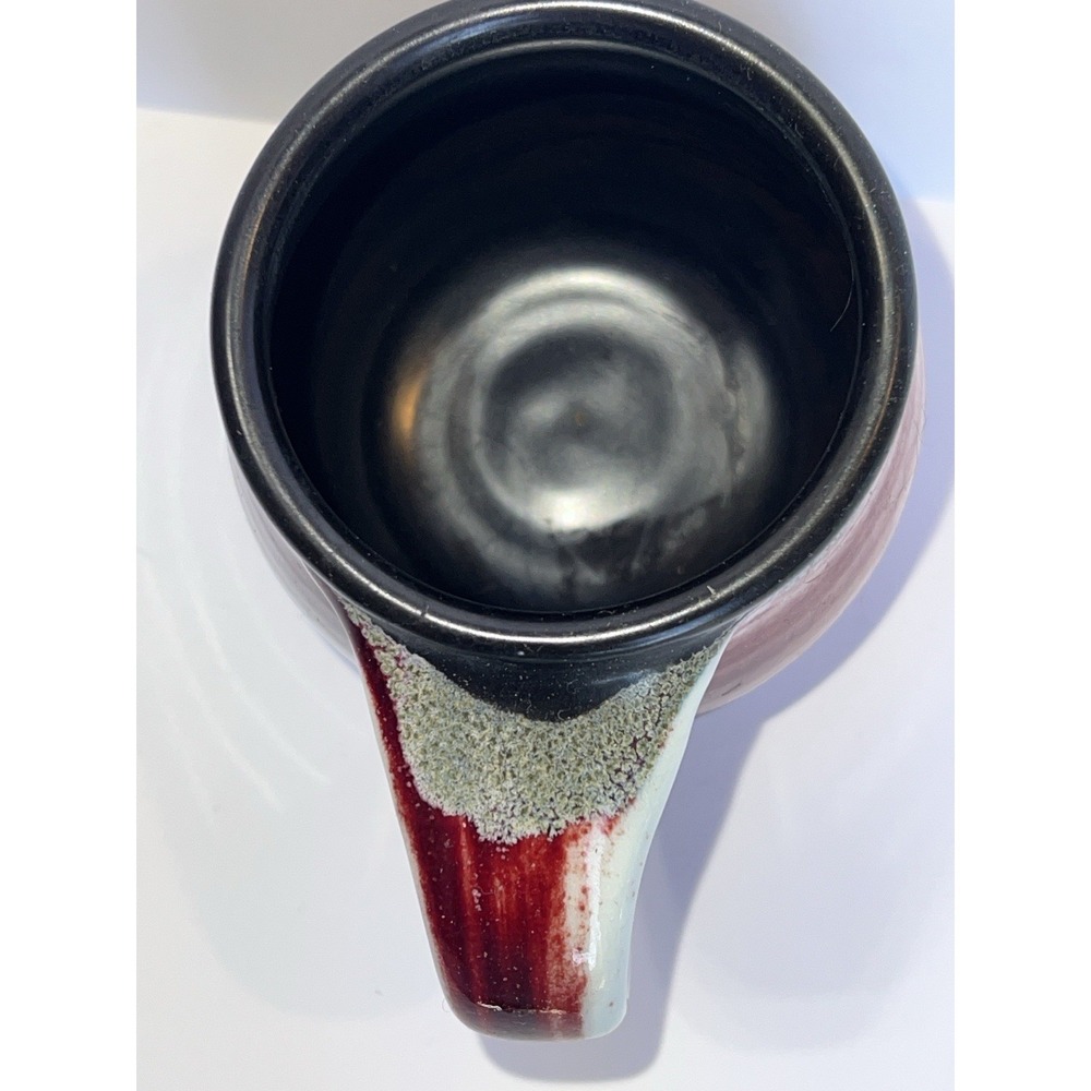 Larry Spears Mug Studio Art Pottery Drip Orange Glaze Hand Thrown Signed 14oz - Picture 6 of 8